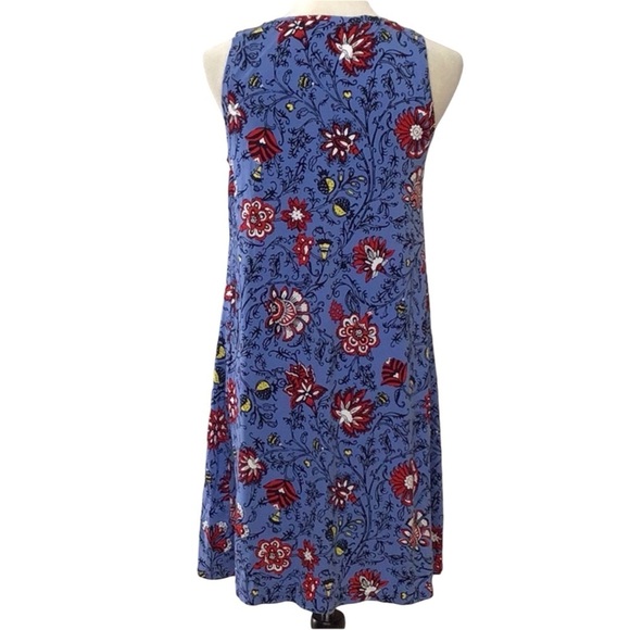 Ann Taylor Loft Blue Floral Sleeveless Casual Shift Dress Size MP - Picture 2 of 8